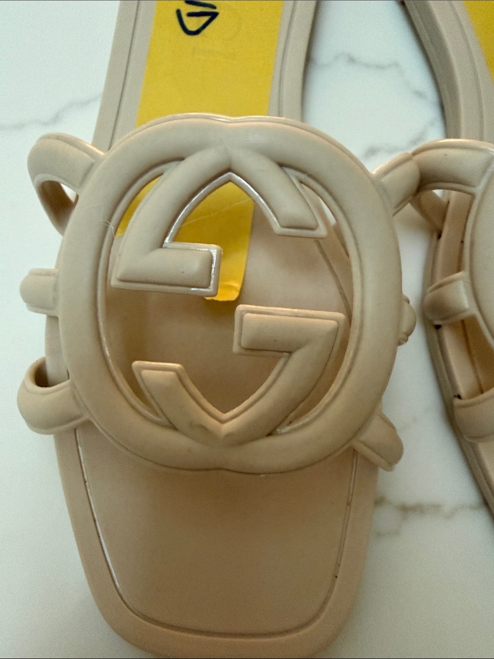 Neutral Beige Logo-Accent Slide Sandals - Women's Fashion Sandals